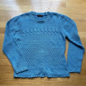 Vintage Tivoli Handknit Cable Knit Sweater Womens Large Linen Cotton Ireland